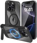 Fingic for iPhone 16 Pro Max Case[Compatible with Magsafe]with 3 Stand Mode Invisible Kickstand Military Grade DropProtection Shockproof Slim Frosted Translucent Matte Case for iPhone 16 Pro Max,Black