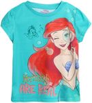 Disney Girls' T-Shirt - Cinderella, Little Mermaid, Rapunzel, Beauty and The Beast - Princess Shirt for Toddlers (2T-6X), Little Mermaid Ariel Teal, 5