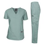 Dagacci Scrubs Medical Uniform Mens Scrub Set Medical Scrubs Top and Pants, Seaform, XXL