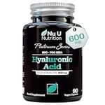 Hyaluronic Acid Supplement 600mg (500-700 KDA) - 90 High Strength Vegan Capsules - 3 Month Supply - Highly Bioavailable - Natural Skin, Hair and Joint Supplement for Men and Women - Non GMO