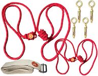 The Yogis Iyengar Wall Yoga Ropes full Set of - 4 Ropes (2 Long, 2 Medium) with 1 Yoga Belt And 4 Wall Hook Fasteners