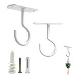 NACETURE Ceiling Hooks for Hanging Plants - Square Wall Mount Plant Hanger Indoor Hanging Hooks Metal Plant Bracket Iron Lanterns Hangers for Wind Chimes, Planters (White, 2.5 Inch 2 Pack)