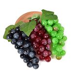 HUIANER 6 Bunches Artificial Grapes Fake Grape Lifelike Fruit Decorative for Kitchen Party Pub Home Cabinet Ornament (Black&Green&Purple)