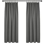 Deconovo Window Treatment Blackout Curtains Rod Pocket Thermal Insulated Decorative Soft Energy Saving Room Darkening Pencil Pleat Curtains for Kid 42 x 63 Inch Light Grey Set of 2