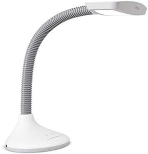 Verilux® SmartLight Full Spectrum LED Desk Lamp with Adjustable Brightness, Flexible Gooseneck and Integrated USB Charging Port - Reduces Eye Strain and Fatigue - Ideal for Readers, Artists, Crafters