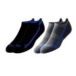 TEGO Men's No-Show Cotton Blend Socks (Pack Of 2) (TS0247_Black, Grey, Blue)