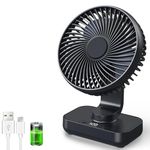 Portable Desk Fan, 4500mAh Rechargeable Small USB Desk Fan, Quiet Operation with 120° Oscillation & 90° Adjustable Tilt, Digital Display, 4 Speeds, Silent Personal Fan for Home, Office, Bedroom