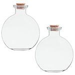 BELLE VOUS Spherical Glass Bottles (2 Pack) - Clear Round 240ml Potion Bottle With Cork Stopper - Storage Container Jars for DIY Art Decoration, Crafts, Bath Salts, Party Favors & Wedding Decorations