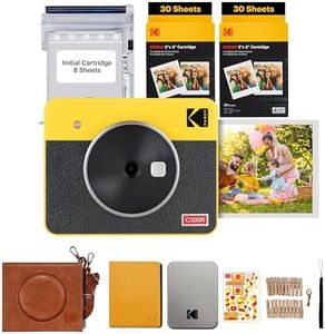 KODAK Mini Shot 3 Retro 4Pass Appareil Photo Instantané et Imprimante Photo Portable 7,6x7,6 cm + Paquet Cadeau avec 68 feuilles, Jaune