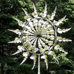 Magccby Unique and Magical Metal Windmill, 3D Wind Powered Kinetic Sculpture,Metal Wind Spinner Solar, Lawn Solar Wind Silver 10 Wind Spinner-1