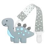 Teething Toys for Babies 3 Months Baby Teethers with Clip Silicone Baby Teether Toys for Boys and Girls Infant Teething Relief for Teething Dinosaur Shape, Dinosaur Grey