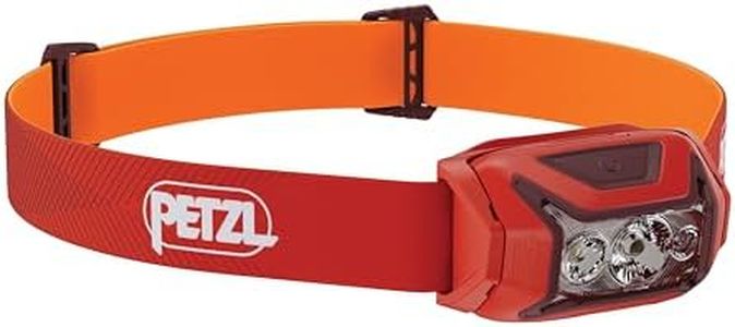 PETZL ACTIK Headlamp - Powerful 450 Lumen Light with Red Lighting, for Hiking, Climbing, Running, and Camping - Red