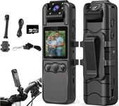 1080P Body Cameras with Audio and Video Recording| 180° Rotating Lens | 6-8HR Battery | Night Vision | 64GB SD Card | 1.3" LCD | Portable Security Cam for Police, Law Enforcement, Outdoors & Meetings