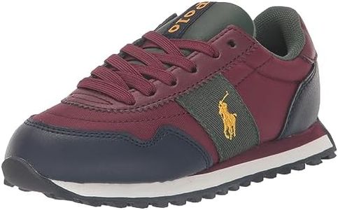 POLO RALPH LAUREN Boy's Train 89 Pp Sneaker, Wine/Navy/Yellow, 1 Little Kid