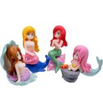 emily pets Mermaid Figurines Fish Tanks Mermaid Decoration and DIY Cute Aquarium Themed Decoration, Mermaid Cupcake Toppers Barbie Mermaids Fish Tank Decor Interesting Fish Tank Accessories (4 Pcs)