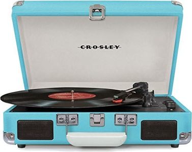 Crosley CR8005D-TU Cruiser Deluxe Vintage 3-Speed Bluetooth Suitcase Vinyl Record Player Turntable, Aqua