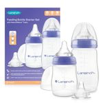 Lansinoh Baby Bottle Starter Set with Anti Colic Teat - 2 Feeding Bottles (160 ml & 240 ml) + 3 Naturalwave Silicone teats (Slow, Medium & Fast Flow) BPA & BPS-Free Reduces Nipple Confusion