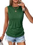 Micticsi Womens Ruched Tank Tops High Neck Sleeveless Shirts Slim Fitted Top Casual Spring Summer Trendy Clothes 2025 Green