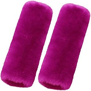 2 Pack Automotive Authentic Sheepskin Car Seat Belt Pads, Soft Shoulder Pad, Neck Cushion Protector, Genuine Natural Merino Wool (F-PInk)