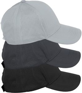 Daxton Air Cool Tech Hat Ventilated Micro Holes Structured High Profile Baseball Cap 3 Pack - Black,Charcoal,Light Grey