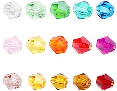 BEADNOVA 1500pcs 4mm Bicone Crystal Glass Beads for Jewelry Making Findings Wholesale Mix Lots