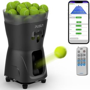 PUSUN Beginners Tennis Ball Machine PT-Mini-Pro, APP Controlled Auto Feed, 65 Ball Capacity, 3-5 Hour Battery Life(Black)