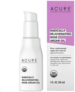Acure Radically Rejuvenating Rose Argan Oil - 100% Vegan - Provides Anti-Aging Support Pure, Cold Pressed & Rich in Vitamin E - Hydrates & Restores, 1 Fl Oz