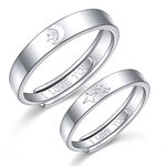 Yearace Matching Couple Rings Set, 925 Sterling Silver Matching Butterfly Crescent Moon Star Promise Rings for Couples Engraved I Love You Adjustable Engagement Wedding Ring Sets for Him and Her,