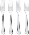 Prestee 300 Silver Plastic Forks Heavy-Duty, Heavyweight Plastic Silverware Forks, Fancy Plastic Cutlery, Elegant Disposable Forks Pack, Bulk Disposable Flatware, Silver Forks for Christmas Holiday
