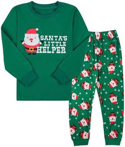 Tphon Girls Christmas Pajamas Toddler Boy Kids Holiday Pajamas Set Santa PJS Winter Sleepwear Children Clothes(Green,4T)