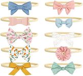 Headbands and Bows for Baby Girl, 10 Pcs Hair Accessories for Newborn Infant Toddler with Different Chic colors and Styles