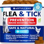 Flea Treatment for Cats - Natural Flea and Tick Prevention Supplement for Cats, Kittens - Chewable Daily Oral Pills with Vitamins - 135 Soft Chews - Dental Treats, Digestive Health, Immune Support