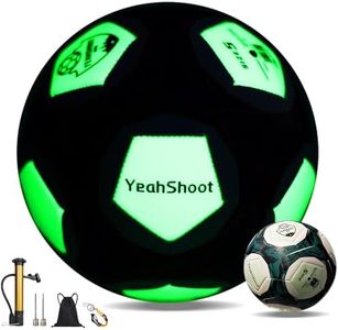 YeahShoot Glow in The Dark Soccer Ball,Size 5 Cool Luminous Football Premium Fluorescent Enhance Visibility During Nighttime Gaming Includes Full Air Pump & Bag
