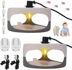 ALLOMN Flea Traps Kit for Home, 2 Pack Fleas Trap Lamps with 10pcs Sticky Sticker for Bedroom Living Room Utility Room Kitchen, Flea Light Traps Non-Toxic with 4 Light Bulbs for Gnat, Moth, Fruit