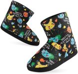 Pokemon Pikachu Slippers for Boys, Non-Slip Children's Slippers, 28-38, Black Aop., 5 M