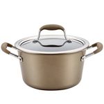 Anolon Advanced Home Hard-Anodized Nonstick Tapered Sauce Pan/Saucepot, 4.5-Quart (Bronze)