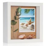 TJ.MOREE Shadow Box Frame 5 x 5 Shadowbox Display Case Wooden Picture Frame with Glass Wedding Memorabilia Medals Photos for Wall and Tabletop - White