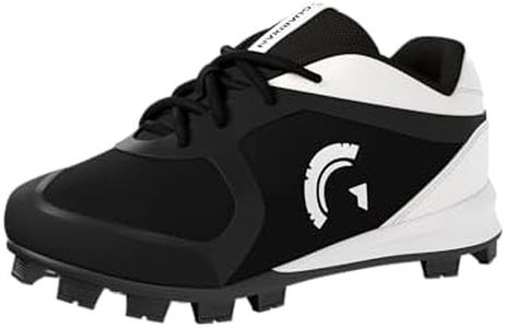Guardian Baseball and Softball Low Top Cleats for Youth Boys and Girls - Black/White Solid, 4