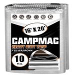 CAMPMAC Heavy Duty Tarp 16 X 20 Ft, 10 Mil Large Waterproof Tarps, High Durability, UV Resistant, Tear Resistant with Grommets Every 20 Inches for Outdoor (Silver/Brown - Reversible)