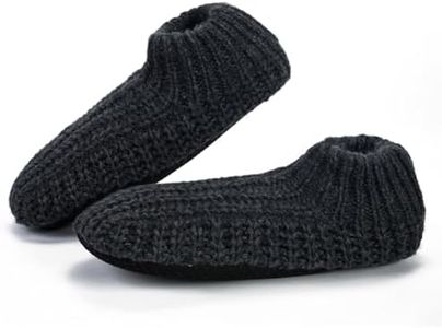 LEMZONE Men's Cozy Slipper Socks Non Slip Winter Warm Indoor Soft Sole Sock Shoes with Sherpa Lining