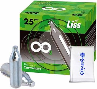 Number 1 In Service Liss 12 Gram CO2 Cartridges for use with Air Guns, BB Guns, Airsoft Pistols, Paintball Gun Accessories, 25 Count High Grade Cartridge, with Number 1 in Service Tissue Pack (1 Pack)