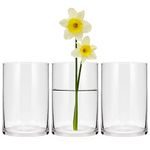 Yishik Glass Cylinder Vase 15cm/6 Inch High,3 Pack Clear Flower Vase for Home Decor,Candle Holder,Wedding Centerpieces and Floral Arrangements