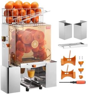 VEVOR Commercial Orange Juicer Machine, 120W Automatic Juice Extractor, Stainless Steel Orange Squeezer for 20 Oranges Per Minute, with Pull-Out Filter Box, PC Cover, 2 Peel Collecting Buckets