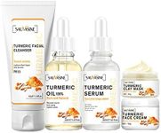 FantasyDay 5PCS Turmeric Skin Care Kit including Turmeric Facial Cleanser, Turmeric Clay Mask, Turmeric Oil, Turmeric Serum and Turmeric Face Cream