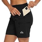 donhobo Women's Activewear Shorts, Ladies Walking Hiking Summer Cargo Shorts Trousers Lightweight Quick Dry Outdoor Casual Stretch Shorts Trousers Black S