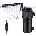 LNIDEAS 5-in-1 Aquarium Filter with UV Light for Green Water with Timer, 400L/H Submersible Fish Tank Internal Filter Pump, Dual Mode (Aeration/Rainfall), Flow Rate and Direction Adjustable (400L/H)