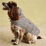 Rosewood x Joules Henson Check Packaway Dog Jacket, Medium – Lightweight Water-Resistant Coat with Hood, Adjustable Velcro Fastenings, Portable for Travel & Walks