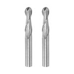 sourcing map 2pcs Ball Nose End Mill 6mm Diameter 22mm Cutting Length 6mm Shank High Speed Steel 2 Flutes Spiral Upcut CNC Router Bits