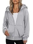 Zeagoo Women's Oversized Zip Up Hoodies Fleece Jacket Casual 2024 Fall Winter Sweatshirts Drawstring Y2K Hoodies Teen Girls