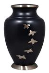 Midnight Blue Going Home Brass Cremation Urn, 100% Brass, Adult, Large, 10" X6.5", with Velvet Bag